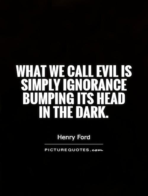 What we call evil is simply ignorance bumping its head in the dark Picture Quote #1