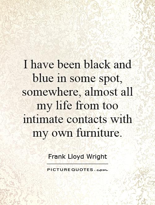 I have been black and blue in some spot, somewhere, almost all my life from too intimate contacts with my own furniture Picture Quote #1