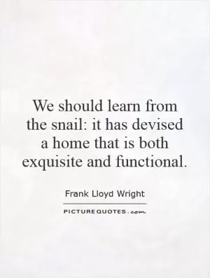 We should learn from the snail: it has devised a home that is both exquisite and functional Picture Quote #1