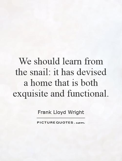 We should learn from the snail: it has devised a home that is both exquisite and functional Picture Quote #1