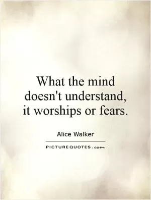 What the mind doesn't understand, it worships or fears Picture Quote #1