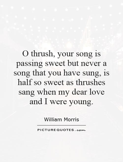 O thrush, your song is passing sweet but never a song that you have sung, is half so sweet as thrushes sang when my dear love and I were young Picture Quote #1