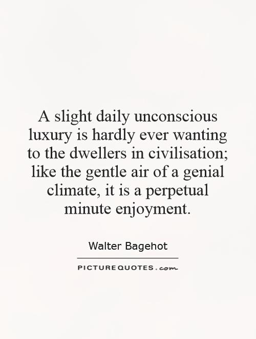 A slight daily unconscious luxury is hardly ever wanting to the dwellers in civilisation; like the gentle air of a genial climate, it is a perpetual minute enjoyment Picture Quote #1