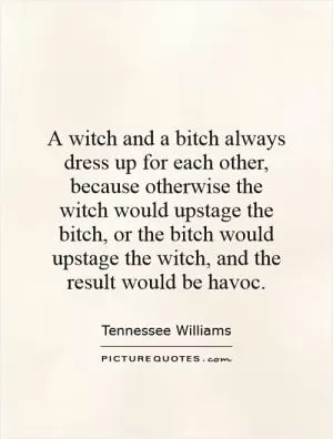 A witch and a bitch always dress up for each other, because otherwise the witch would upstage the bitch, or the bitch would upstage the witch, and the result would be havoc Picture Quote #1