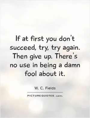 If at first you don't succeed, try, try again. Then give up. There's no use in being a damn fool about it Picture Quote #1