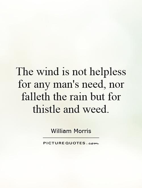 The wind is not helpless for any man's need, nor falleth the rain but for thistle and weed Picture Quote #1