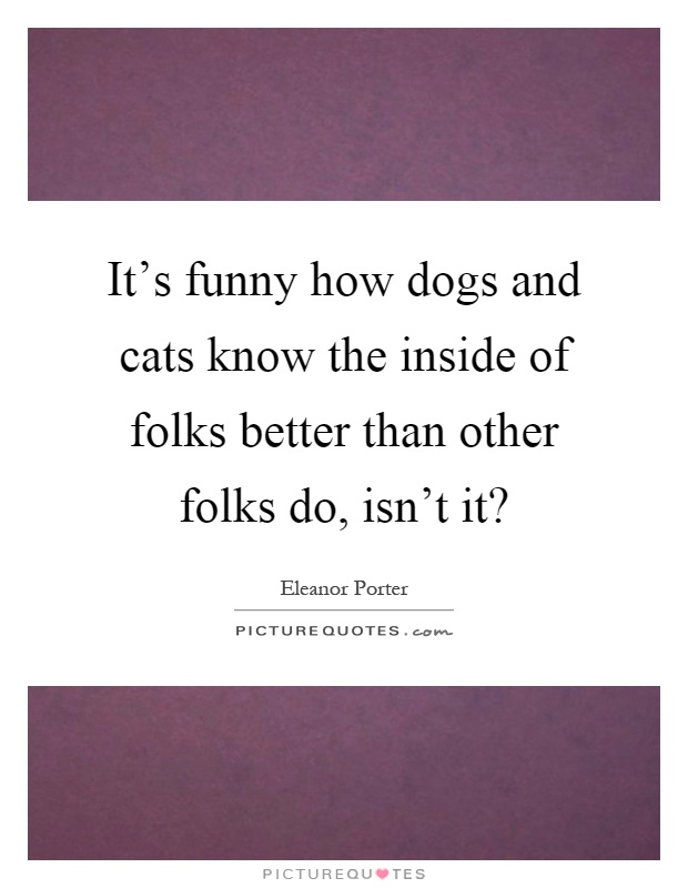 It's funny how dogs and cats know the inside of folks better than other folks do, isn't it? Picture Quote #1