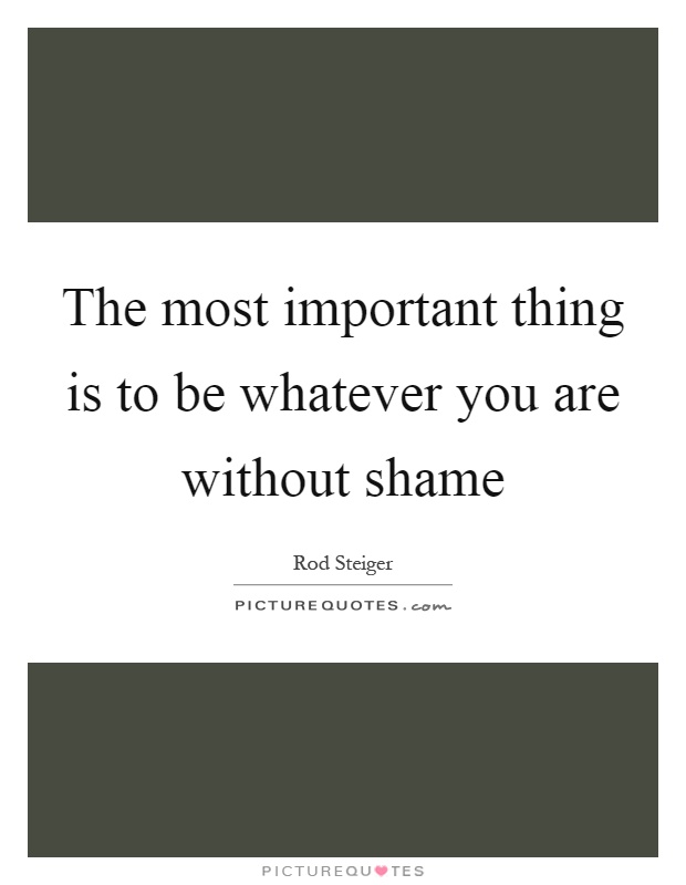 The most important thing is to be whatever you are without shame Picture Quote #1