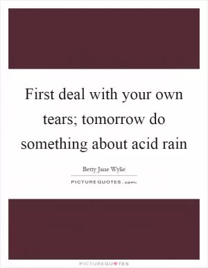 First deal with your own tears; tomorrow do something about acid rain Picture Quote #1