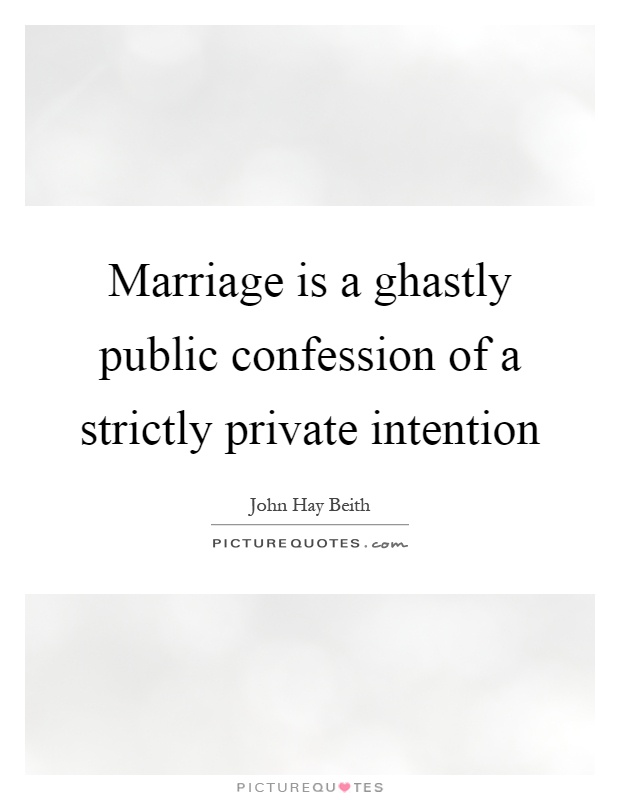 Marriage is a ghastly public confession of a strictly private intention Picture Quote #1