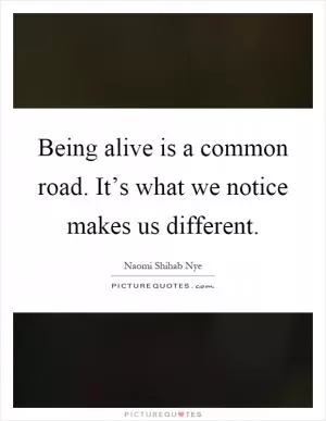 Being alive is a common road. It’s what we notice makes us different Picture Quote #1