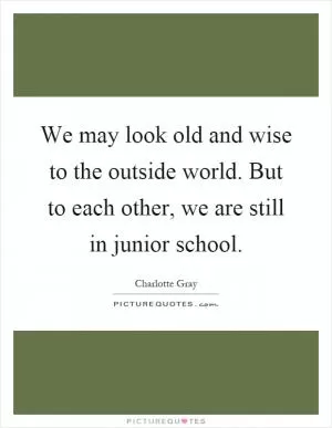 We may look old and wise to the outside world. But to each other, we are still in junior school Picture Quote #1