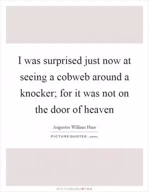 I was surprised just now at seeing a cobweb around a knocker; for it was not on the door of heaven Picture Quote #1