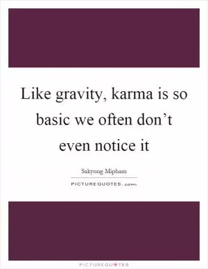 Like gravity, karma is so basic we often don’t even notice it Picture Quote #1