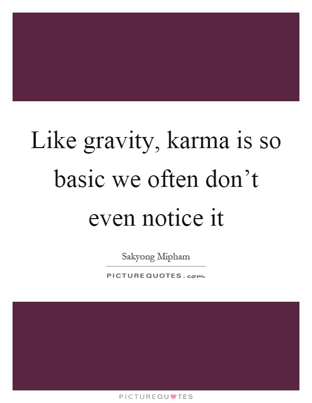 Like gravity, karma is so basic we often don't even notice it Picture Quote #1