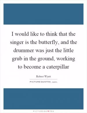 I would like to think that the singer is the butterfly, and the drummer was just the little grub in the ground, working to become a caterpillar Picture Quote #1