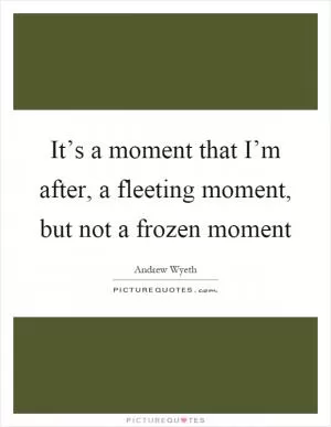 It’s a moment that I’m after, a fleeting moment, but not a frozen moment Picture Quote #1
