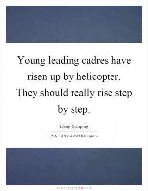 Young leading cadres have risen up by helicopter. They should really rise step by step Picture Quote #1
