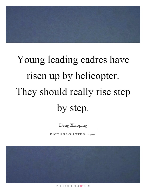 Young leading cadres have risen up by helicopter. They should really rise step by step Picture Quote #1