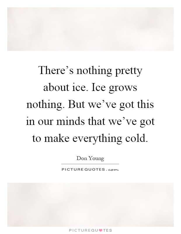 There's nothing pretty about ice. Ice grows nothing. But we've got this in our minds that we've got to make everything cold Picture Quote #1