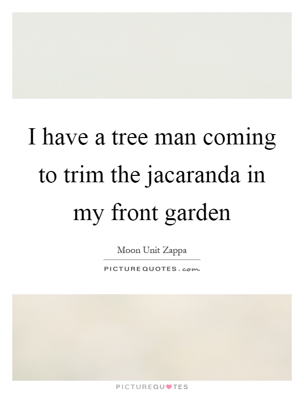 I have a tree man coming to trim the jacaranda in my front garden Picture Quote #1