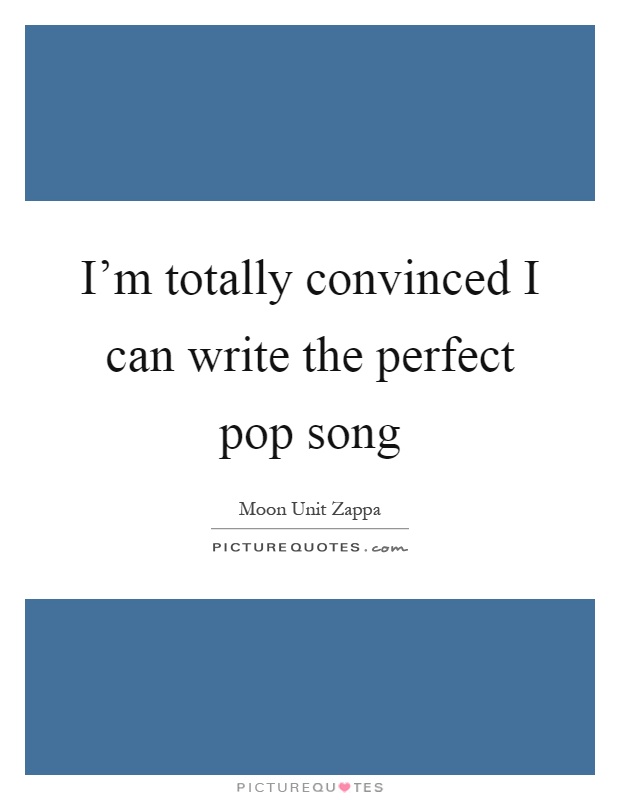 I'm totally convinced I can write the perfect pop song Picture Quote #1
