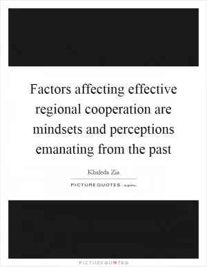 Factors affecting effective regional cooperation are mindsets and perceptions emanating from the past Picture Quote #1