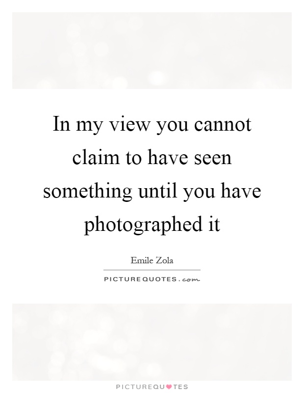 In my view you cannot claim to have seen something until you have photographed it Picture Quote #1