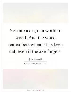 You are axes, in a world of wood. And the wood remembers when it has been cut, even if the axe forgets Picture Quote #1