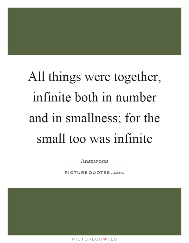 All things were together, infinite both in number and in smallness; for the small too was infinite Picture Quote #1