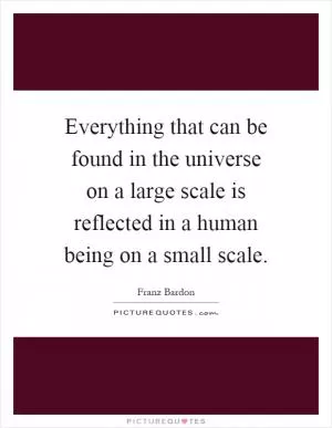 Everything that can be found in the universe on a large scale is reflected in a human being on a small scale Picture Quote #1