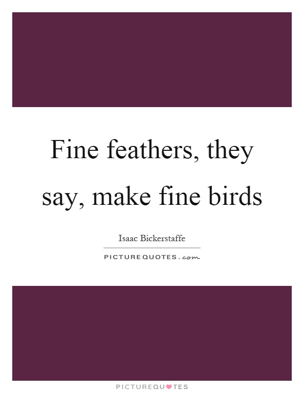 Fine feathers, they say, make fine birds Picture Quote #1