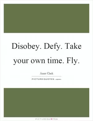 Disobey. Defy. Take your own time. Fly Picture Quote #1