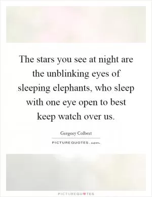 The stars you see at night are the unblinking eyes of sleeping elephants, who sleep with one eye open to best keep watch over us Picture Quote #1