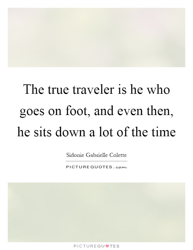 The true traveler is he who goes on foot, and even then, he sits down a lot of the time Picture Quote #1