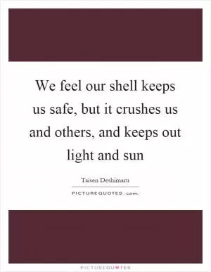 We feel our shell keeps us safe, but it crushes us and others, and keeps out light and sun Picture Quote #1