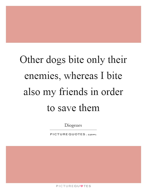 Other dogs bite only their enemies, whereas I bite also my friends in order to save them Picture Quote #1