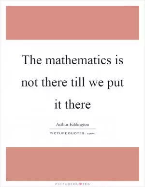 The mathematics is not there till we put it there Picture Quote #1