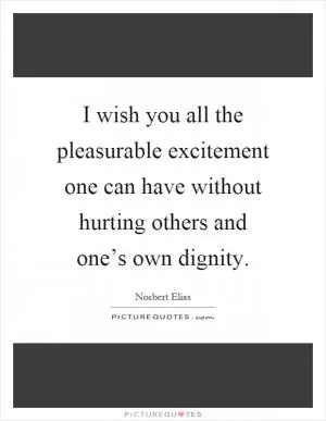 I wish you all the pleasurable excitement one can have without hurting others and one’s own dignity Picture Quote #1