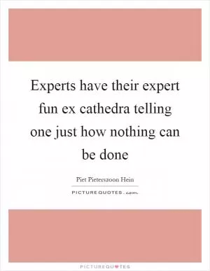 Experts have their expert fun ex cathedra telling one just how nothing can be done Picture Quote #1