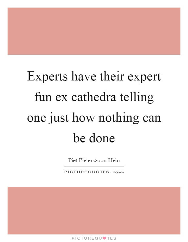 Experts have their expert fun ex cathedra telling one just how nothing can be done Picture Quote #1
