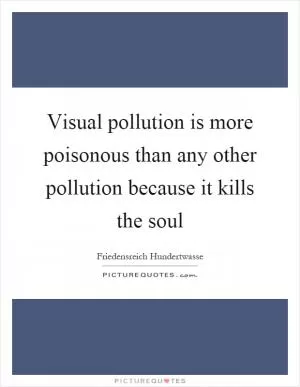 Visual pollution is more poisonous than any other pollution because it kills the soul Picture Quote #1