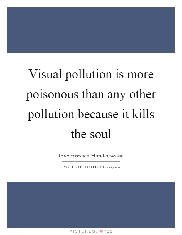 Visual pollution is more poisonous than any other pollution because it kills the soul Picture Quote #1