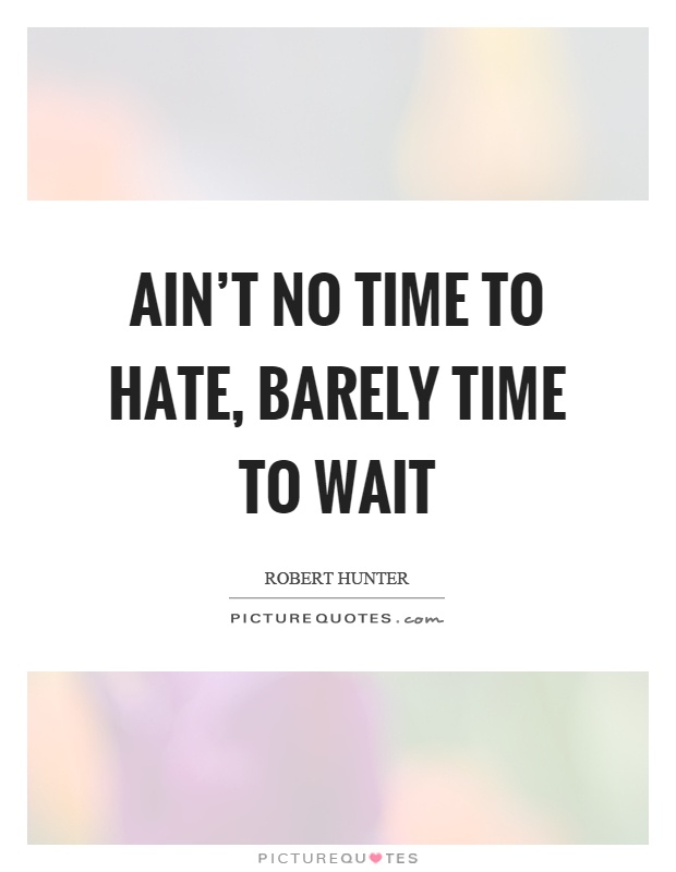 Ain't no time to hate, barely time to wait Picture Quote #1