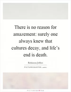 There is no reason for amazement: surely one always knew that cultures decay, and life’s end is death Picture Quote #1