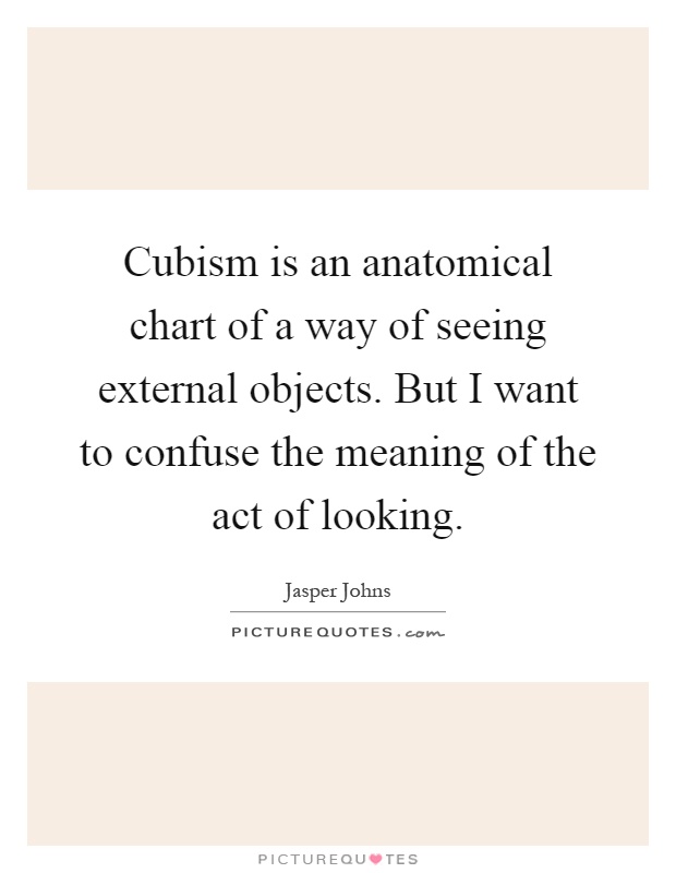 Cubism is an anatomical chart of a way of seeing external objects. But I want to confuse the meaning of the act of looking Picture Quote #1