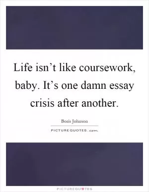 Life isn’t like coursework, baby. It’s one damn essay crisis after another Picture Quote #1