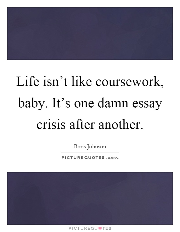 Life isn't like coursework, baby. It's one damn essay crisis after another Picture Quote #1