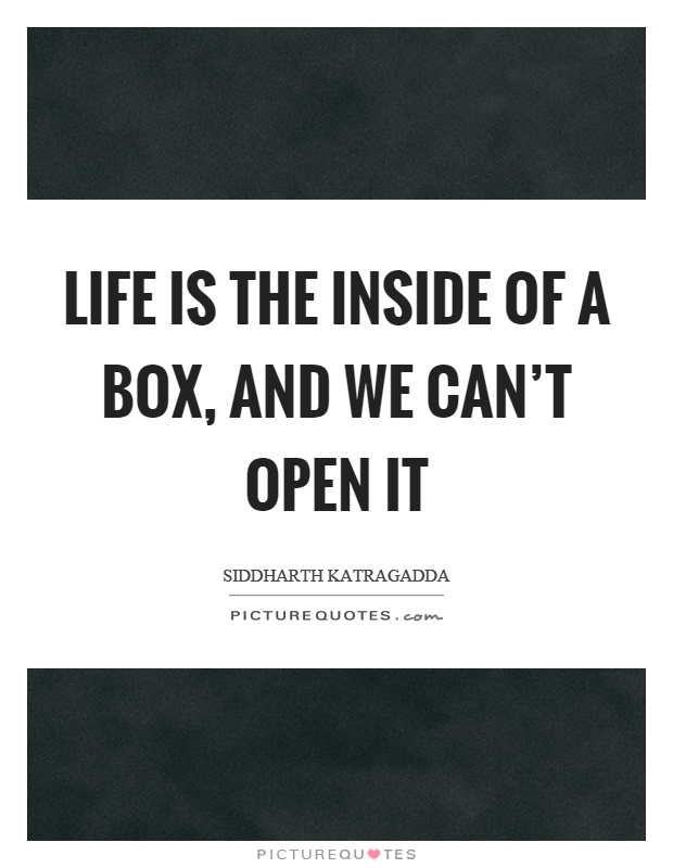Life is the inside of a box, and we can't open it Picture Quote #1
