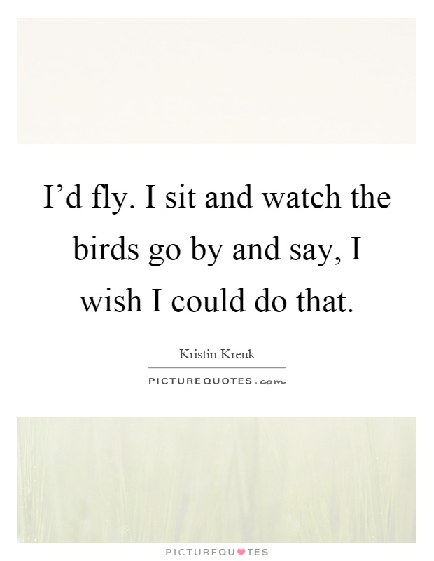 I'd fly. I sit and watch the birds go by and say, I wish I could do that Picture Quote #1